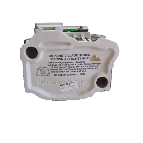 Dept 56 Crown and Cricket Inn 1st Edition Heritage Village Collection Excellent - Picture 7 of 12